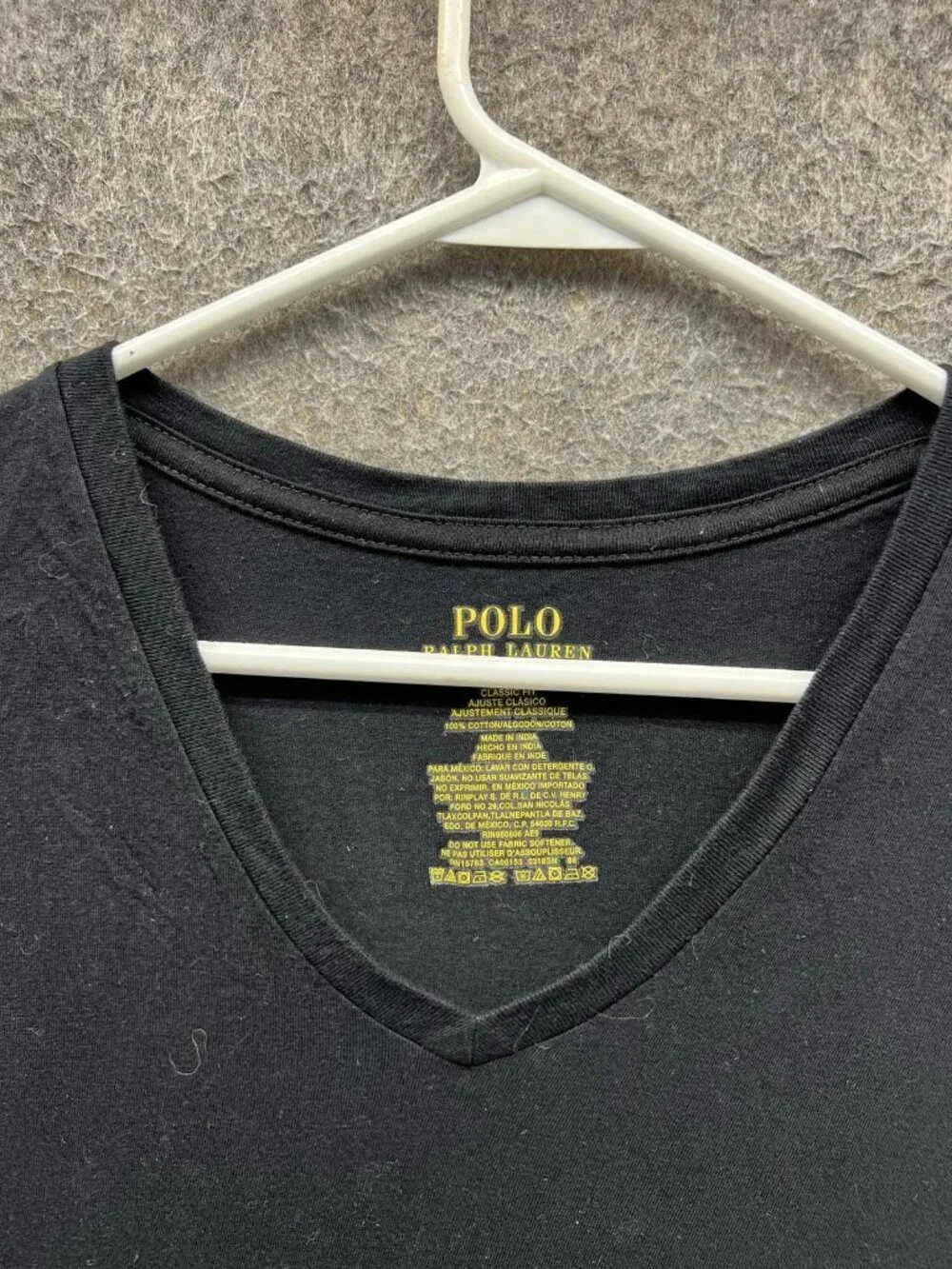 Polo Ralph Lauren Shirt Men XL Black V-Neck Classic Fit Tagless Cotton Tee